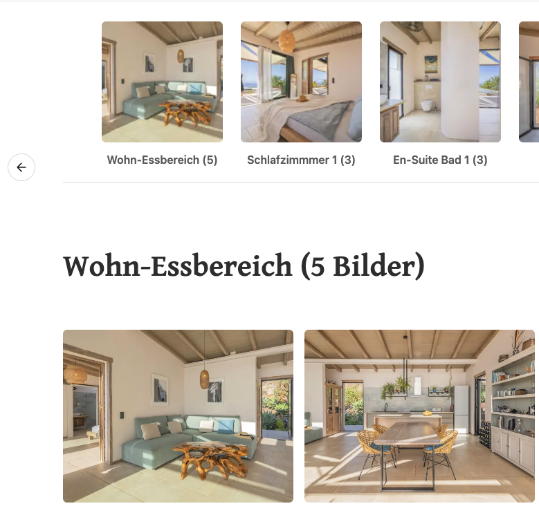Luxe Gallery Admin-Interface zur Verwaltung von Bildkategorien für Immobilien-Listings