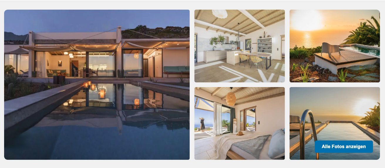 Mobile Ansicht einer Immobilien-Galerie auf einem Smartphone — Airbnb-Style Layout