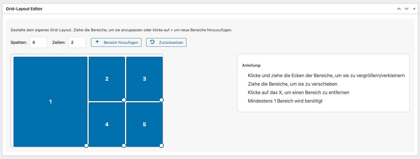 Visueller Hero-Grid-Editor zum Anordnen von 5 Property-Bildern im Airbnb-Stil